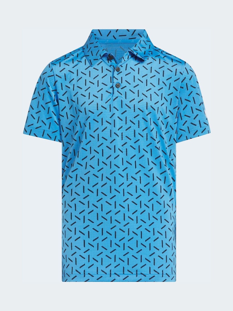 adidas Golf Bright Blue Climacool Ultimate 365 Printed Mesh Polo Shirt - Image 1 of 5