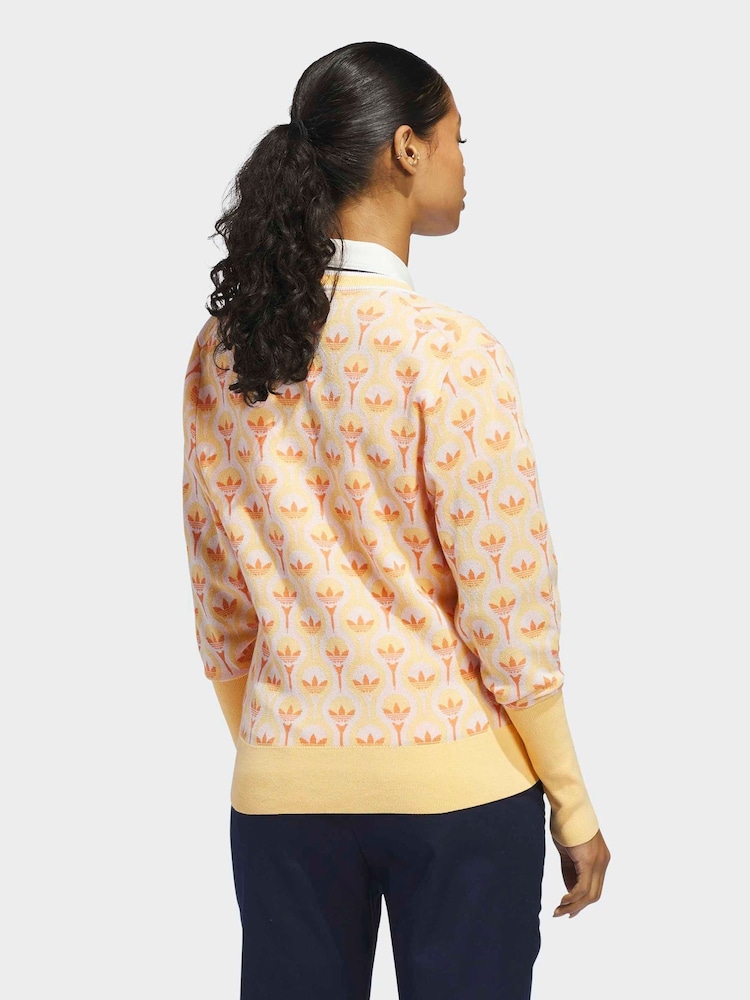 Adidas Golf Yellow Originals All Over Cardigan - Image 2 of 6 Adidas Golf Yellow Originals All Over Cardigan - Image 2 of 6