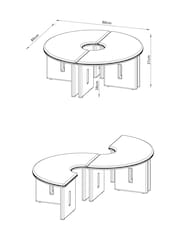MADE.COM Blue Gloss and Oak Plinth Round Set of 2 Coffee Tables - Image 4 of 7
