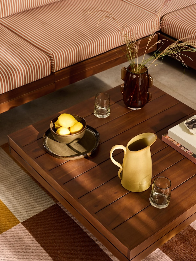 MADE.COM Green and Rust Stripe Avarna Garden Wood Corner Lounge Set - Image 2 of 5 MADE.COM Green and Rust Stripe Avarna Garden Wood Corner Lounge Set - Image 2 of 5