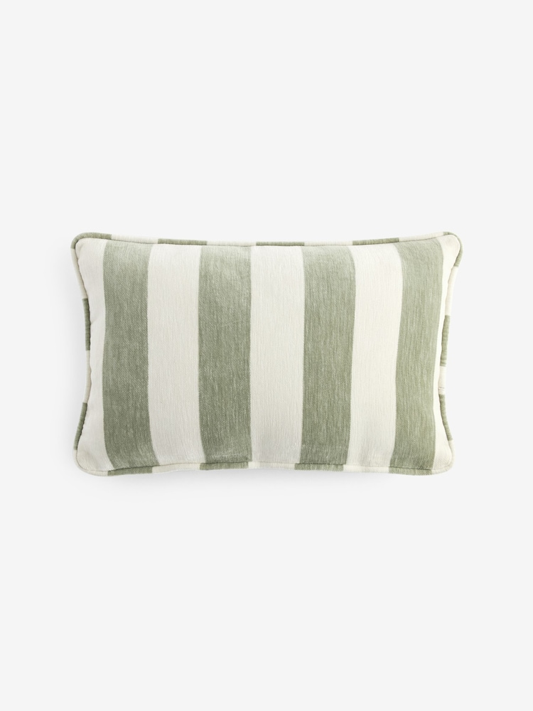 Sage Green 50 x 30cm Chenille Stripe Cushion - Image 3 of 3