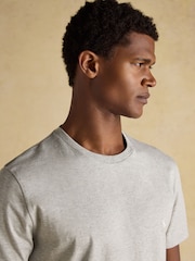 Joules Everyday Grey Crew Neck Classic Fit Cotton T-Shirt - Image 3 of 11