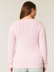 Hollister Logo Cable Knit V-Neck Jumper - Image 2 of 3