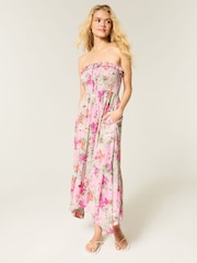 Hollister Green Smocked Strapless Maxi Dress - Image 1 of 4