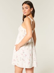 Hollister Babydoll Tie Strap Mini White Dress - Image 2 of 4