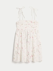 Hollister Babydoll Tie Strap Mini White Dress - Image 3 of 4