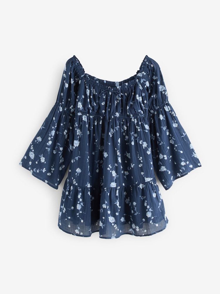 Hollister Blue Long Sleeve Ruched Mini Dress - Image 1 of 1