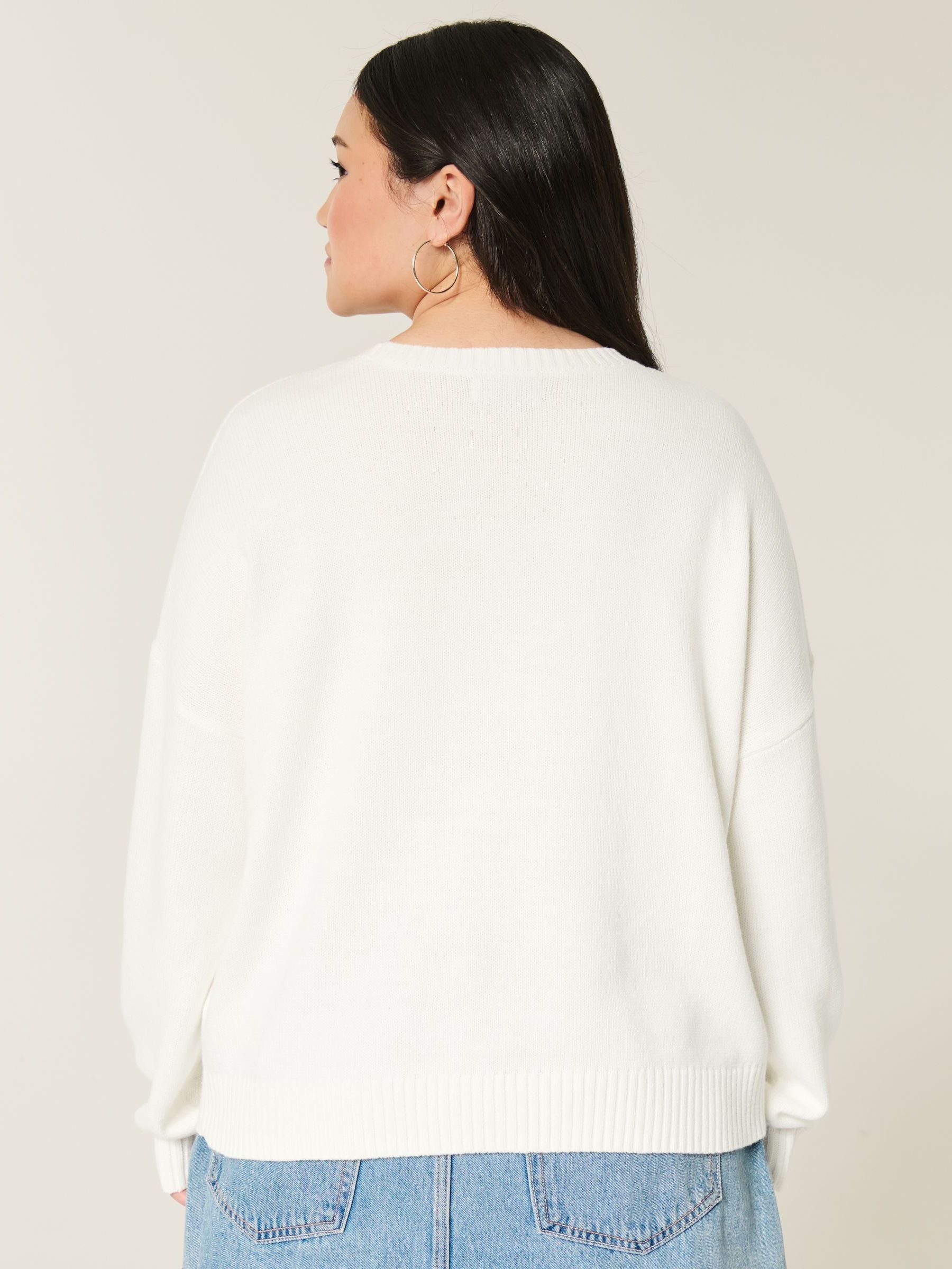 Buy Hollister Cotton Dog Graphic Crew Neck Knitted White Jumper