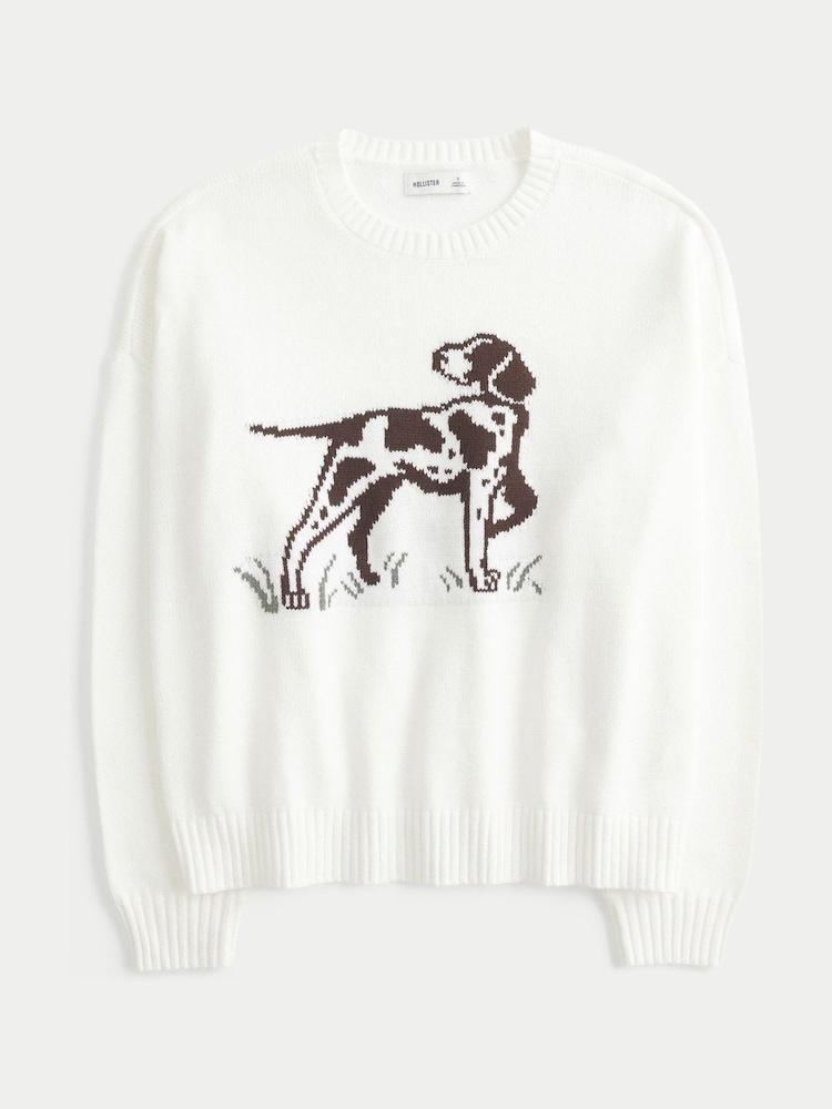 Hollister Cotton Fisherman Graphic Crew Neck White Jumper - Image 3 of 3