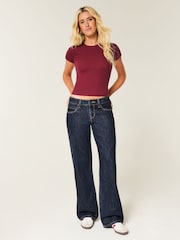 Hollister Blue Low Rise Light Wash Embroidered Baggy Jeans - Image 9 of 9