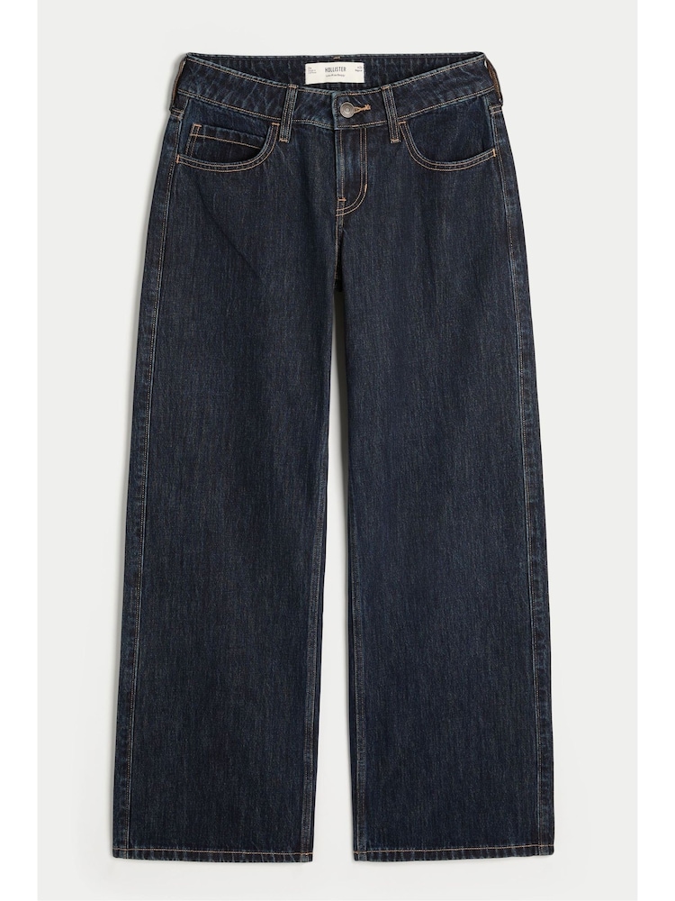 Hollister Blue Low Rise Light Wash Embroidered Baggy Jeans - Image 2 of 9
