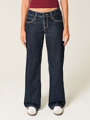 Hollister Blue Low Rise Light Wash Embroidered Baggy Jeans - Image 8 of 9