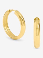 Jon Richard Gold Plated Waterproof Medium Flat Surface Hoop Earrings - Image 1 of 1