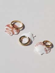 مطلي بالذهب - Jon Richard Stainless Steel Waterproof Medium Flat Surface Hoop Earrings - Image 3 of 5