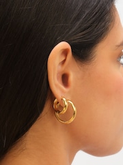 مطلي بالذهب - Jon Richard Stainless Steel Waterproof Medium Flat Surface Hoop Earrings - Image 4 of 5