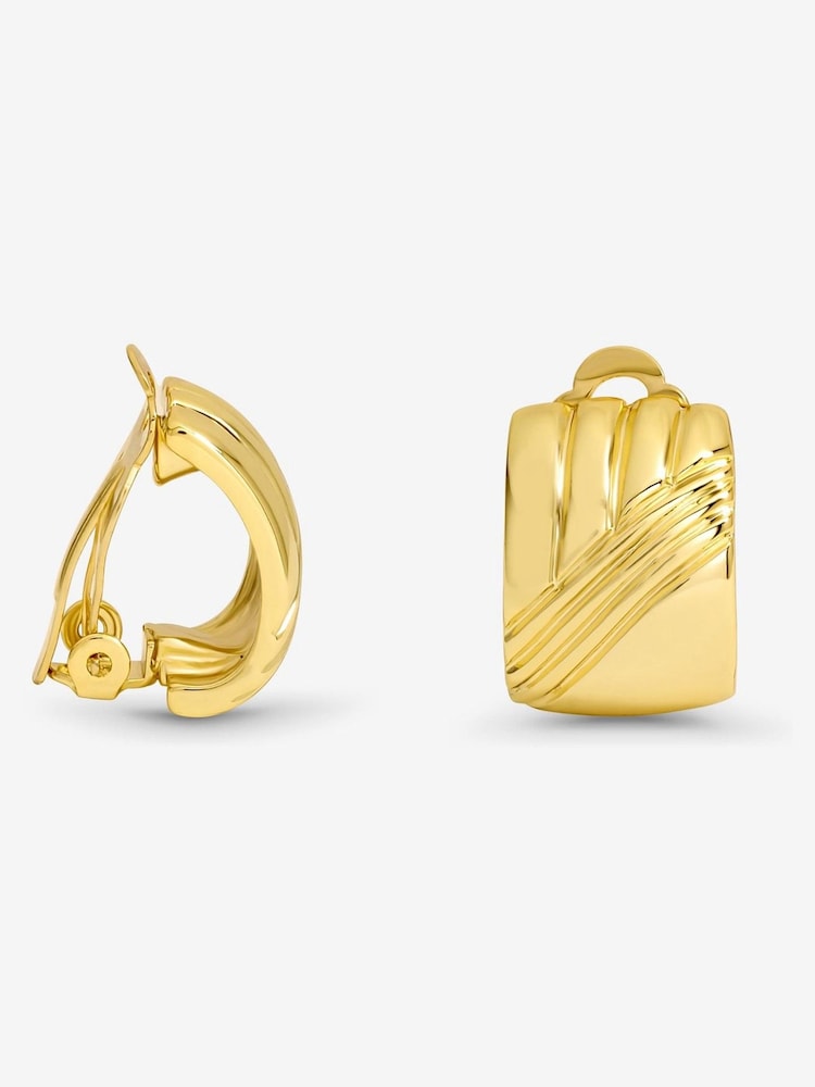 Jon Richard Gold Tone Ridge Clip Earrings - Image 1 of 4