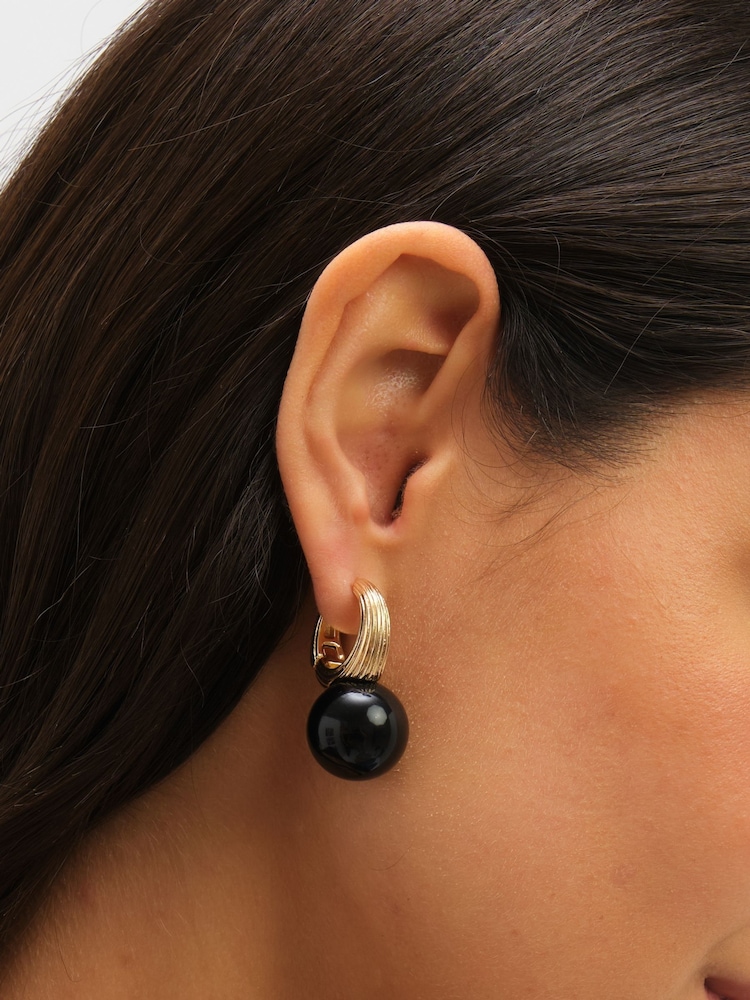 Jon Richard Gold Tone Jet Bead Statement Earrings - Image 2 of 4
