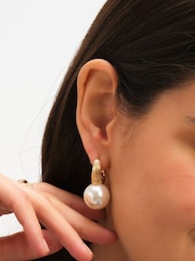 Jon Richard Gold Tone Hoop And Pearl Statement Earrings - Image 2 of 5