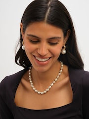 Jon Richard Gold Tone Hoop And Pearl Statement Earrings - Image 4 of 5