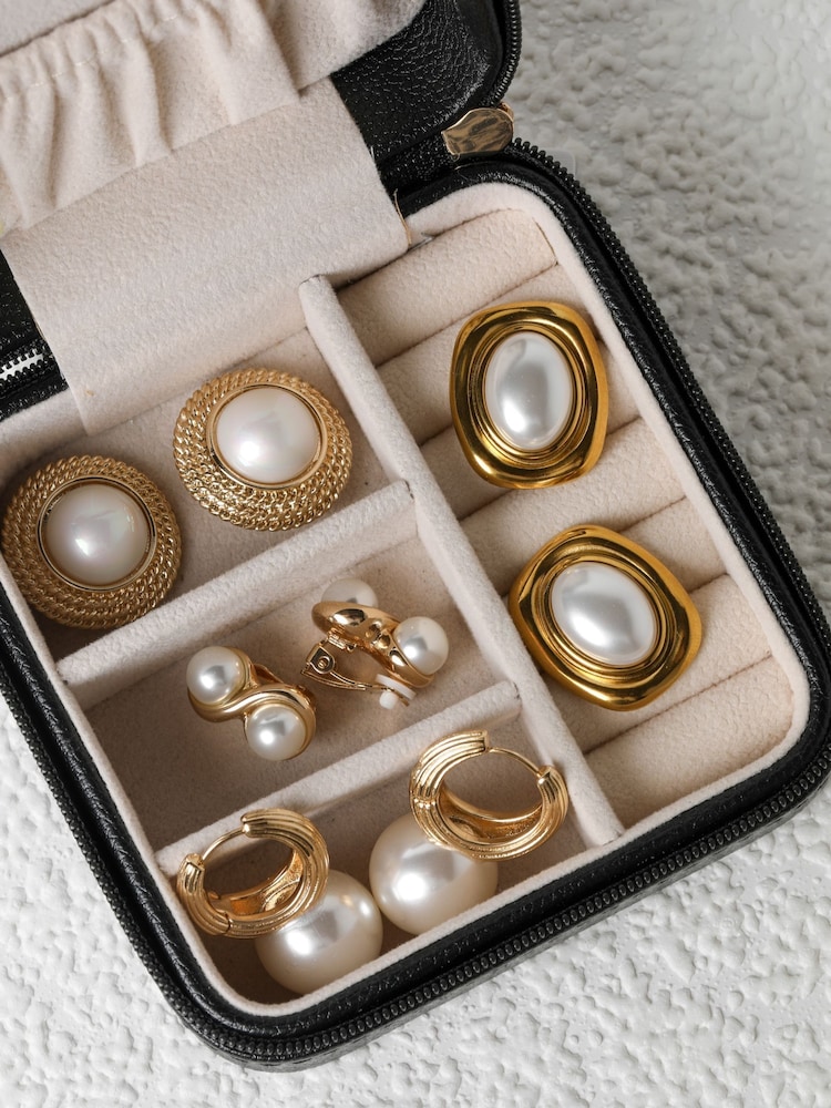 Jon Richard Gold Tone Hoop And Pearl Statement Earrings - Image 5 of 5
