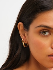 Jon Richard Gold Plated Waterproof Medium Chubby Hoop Earrings - Image 2 of 2