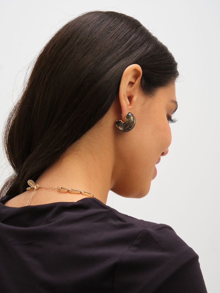 Jon Richard Gold Tone Resin Hoop Earrings - Image 5 of 5