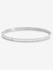 Jon Richard Silver Plated Waterproof Crystal Row Bangle - Image 1 of 1