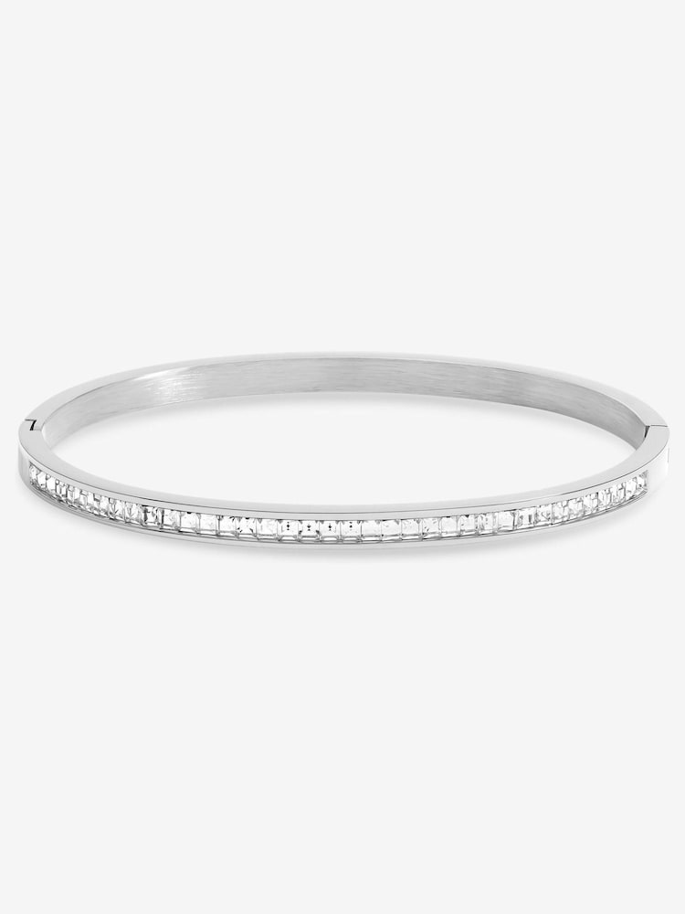 Jon Richard Silver Plated Waterproof Crystal Row Bangle - Image 1 of 1