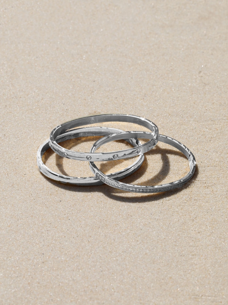 Jon Richard Silver Plated Waterproof Crystal Row Bangle - Image 2 of 4