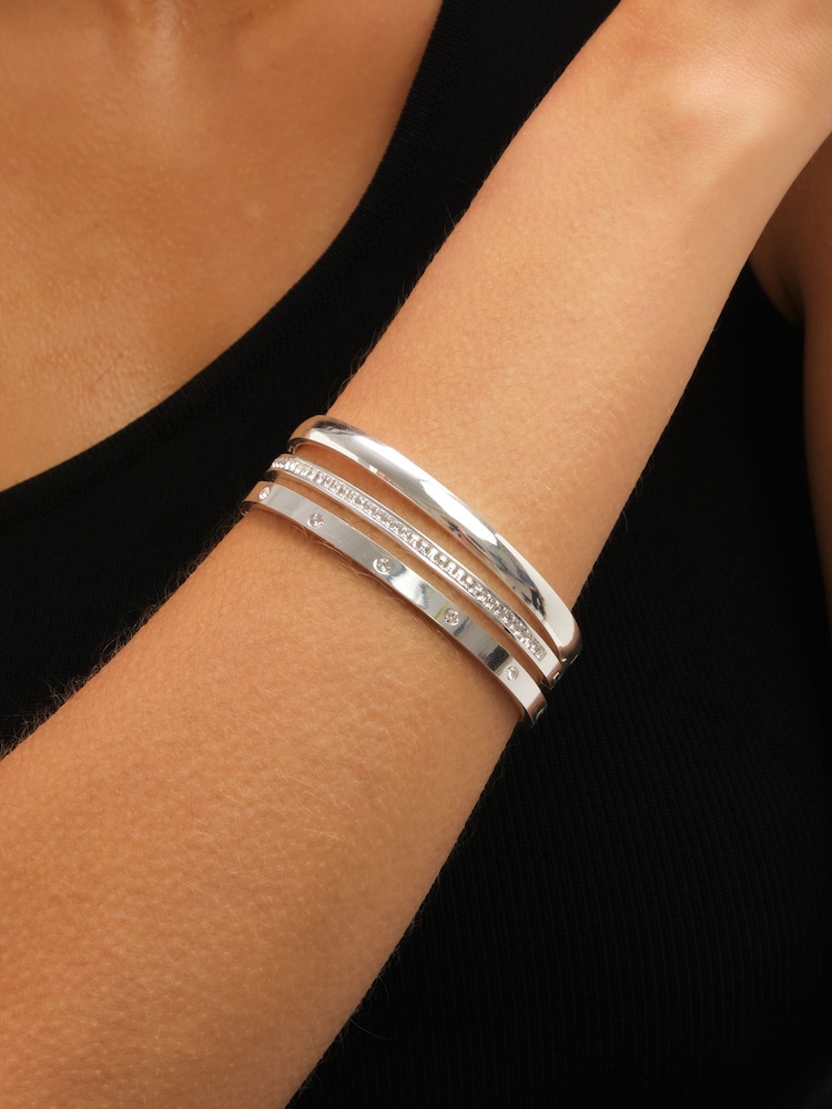 Jon Richard Silver Plated Waterproof Crystal Row Bangle - Image 4 of 4