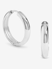 Jon Richard Silver Plated Waterproof Medium Flat Surface Hoop Earrings - Image 1 of 1