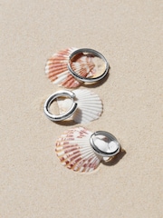 Jon Richard Silver Plated Waterproof Medium Flat Surface Hoop Earrings - Image 4 of 4