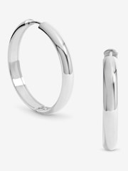 Jon Richard Silver Plated Waterproof Large Flat Surface Hoop Earrings - Image 1 of 1