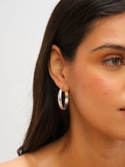 Jon Richard Silver Plated Waterproof Large Flat Surface Hoop Earrings - Image 2 of 4