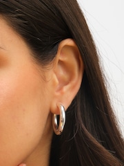 Jon Richard Silver Plated Waterproof Large Chubby Hoop Earrings - Image 2 of 4