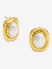 Jon Richard Gold Tone Pearl Polished Earrings - Image 1 of 5