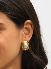 Jon Richard Gold Tone Pearl Polished Earrings - Image 2 of 5