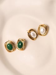 Jon Richard Gold Tone Pearl Polished Earrings - Image 5 of 5