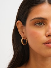 Jon Richard Gold Plated Waterproof Large Chubby Hoop Earrings - Image 2 of 3