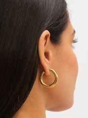 Jon Richard Gold Plated Waterproof Large Chubby Hoop Earrings - Image 3 of 3