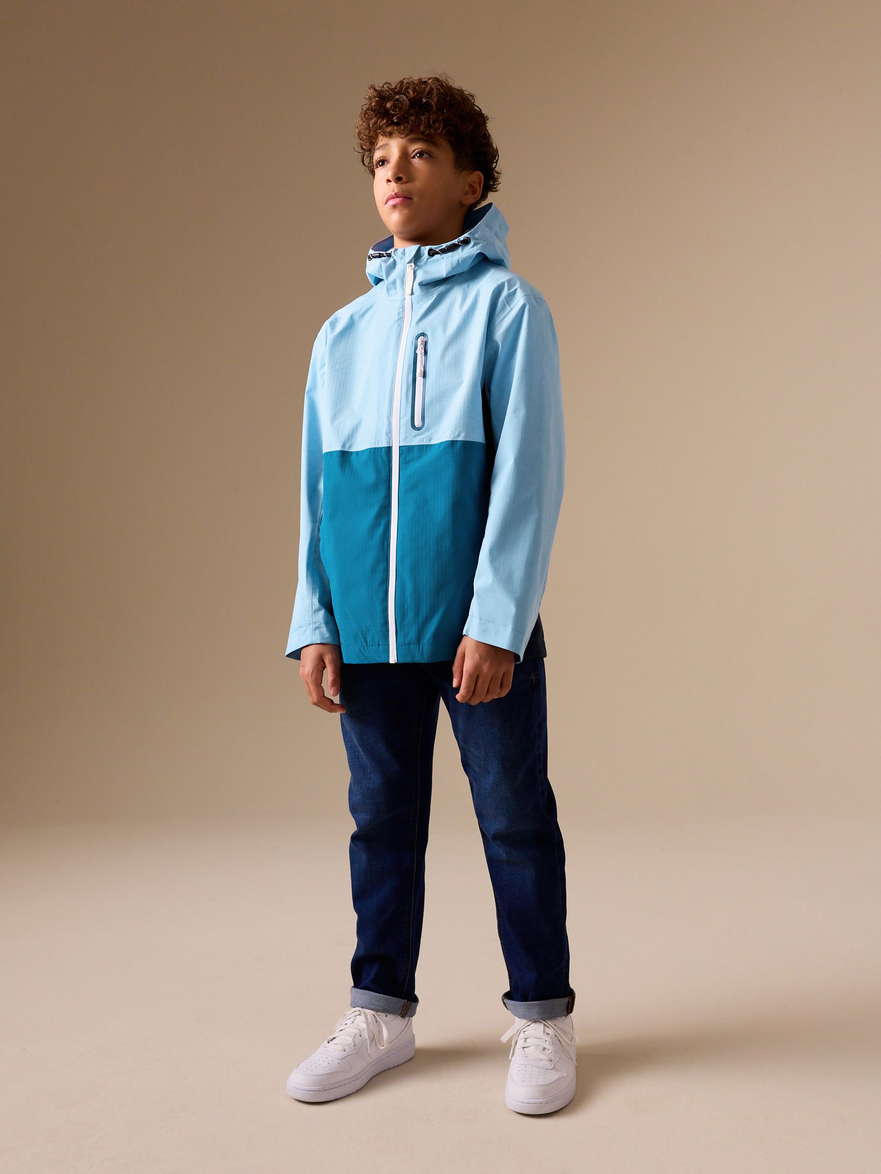 Buy Blue Colour Block Waterproof Anorak Jacket (3-16yrs) from Next USA