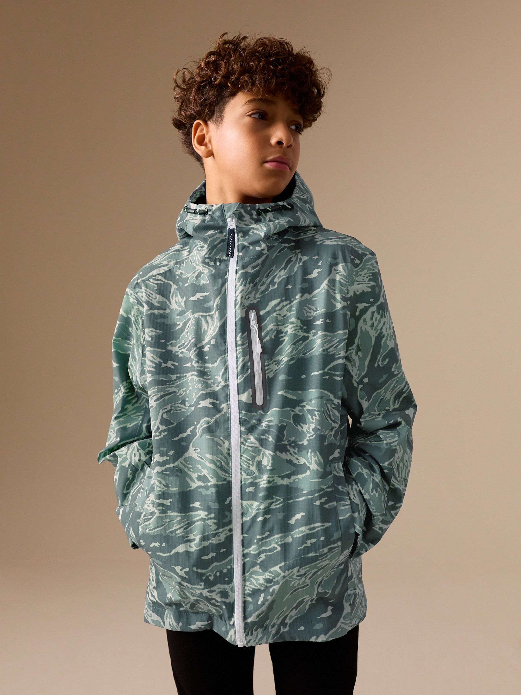 Buy Green Camouflage Waterproof Anorak Jacket (3-16yrs) from the