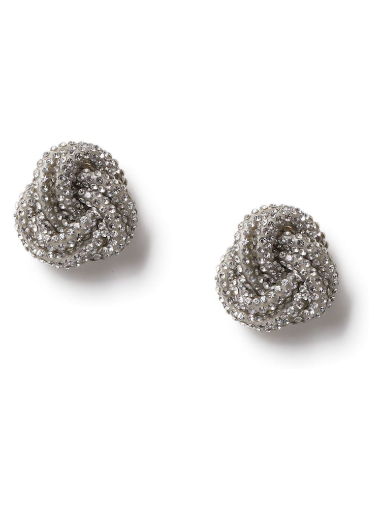 Aela uhani v srebrni barvi z bleščicami in vozlom - Slika 2 iz 3 Aela uhani v srebrni barvi z bleščicami in vozlom - Slika 2 iz 3