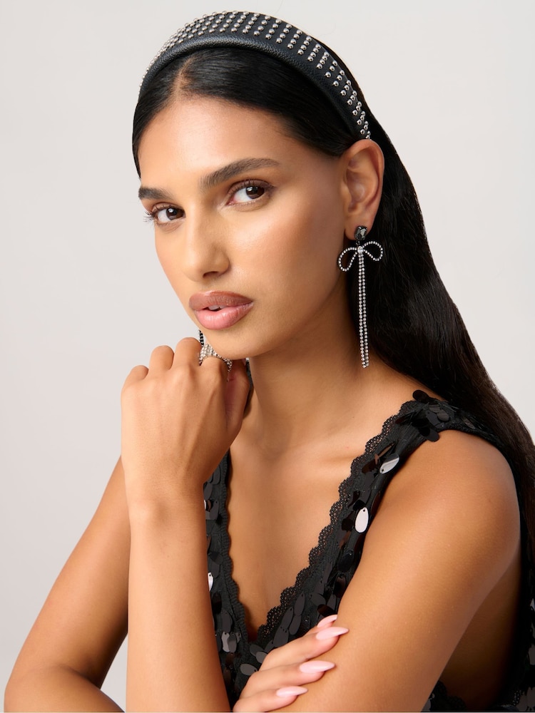 Aela Thick Studded Puff Black Headband - Image 1 of 3