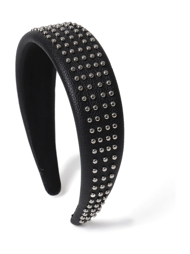 Aela Thick Studded Puff Black Headband - Image 2 of 3