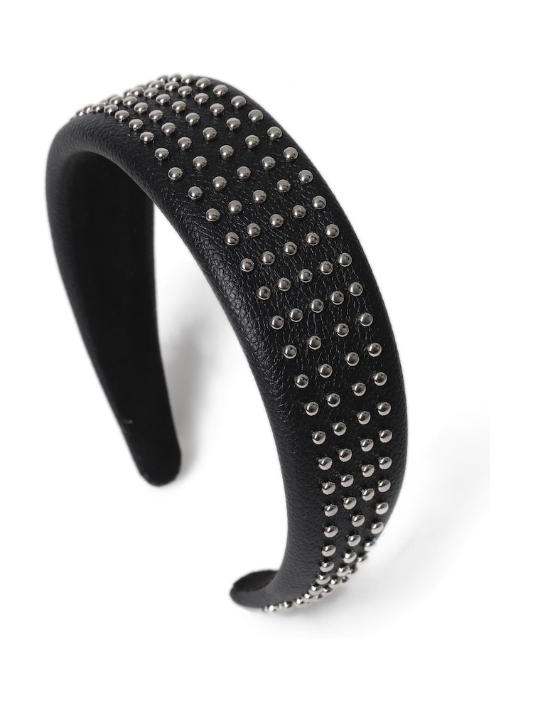 Aela Thick Studded Puff Black Headband - Image 3 of 3