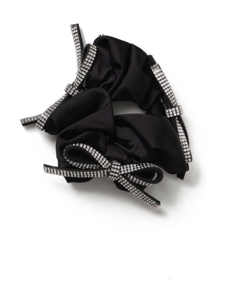 Aela Sparkle Bow Black Scrunchie - Image 2 of 3 Aela Sparkle Bow Black Scrunchie - Image 2 of 3