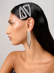 Aela Large Silver Tone Sparkle Snap Hair Clips - Image 4 of 4