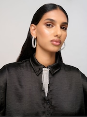 Aela Statement Sparkle Hoop Earrings - Image 1 of 3