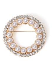 Aela Gold Tone Sparkle Circle Brooch - Image 1 of 2